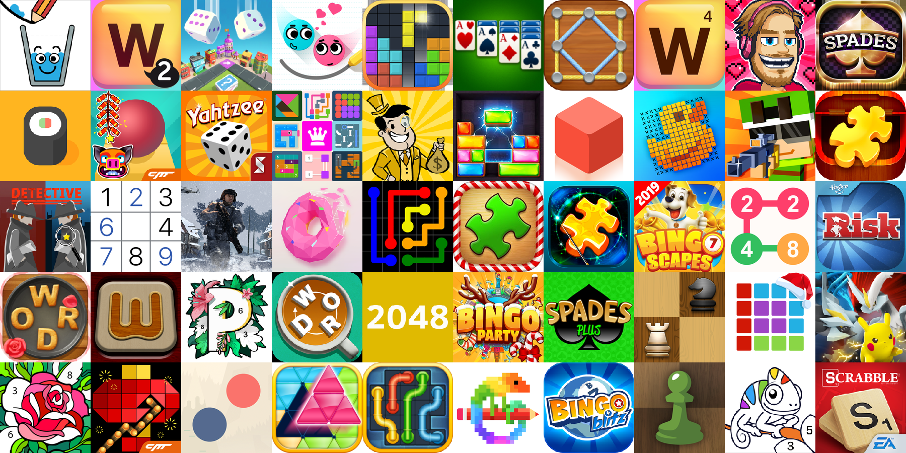 App icons of Top 50 mobile games in the US App Store Game - Board Category 